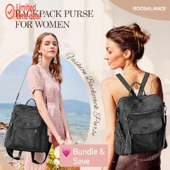 PU Leather Backpack Purse for Women, Convertible Shoulder Bag, Travel & Daily - Picture 3 of 8